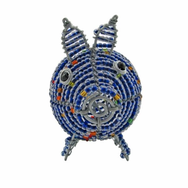 Picture of beaded wire pig - purple