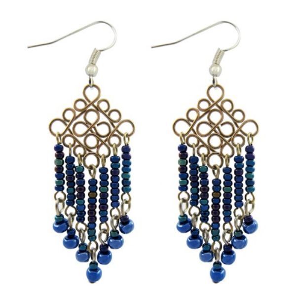 Picture of wire diamond beaded earrings