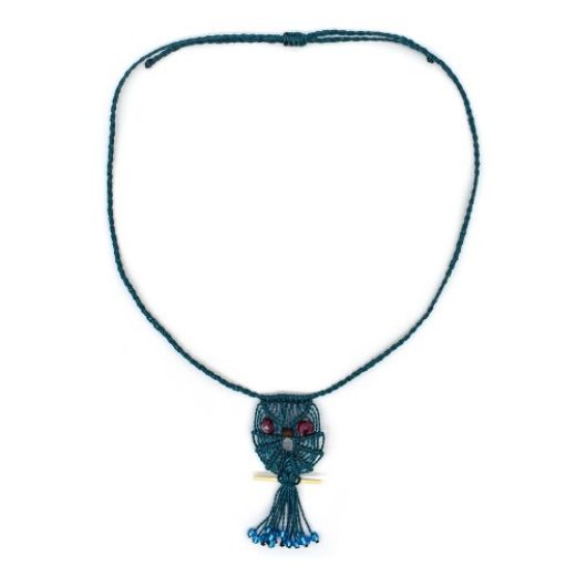 Picture of beaded macrame owl necklace
