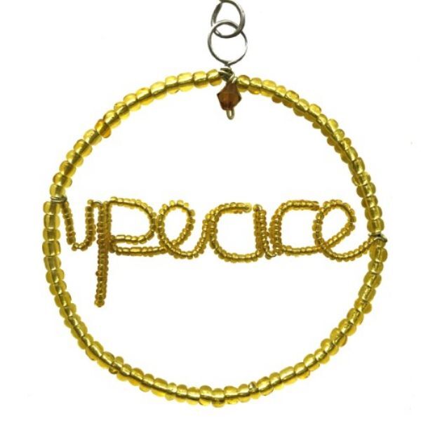 Picture of peace, love, joy beaded ornament